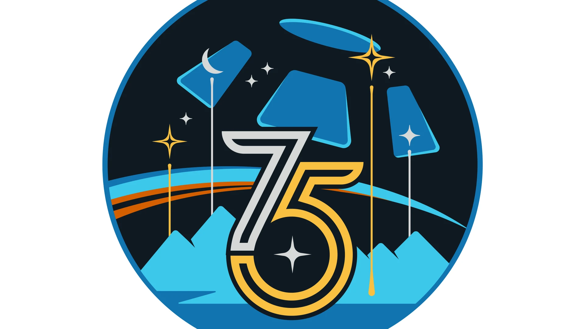 The official mission insignia of the Expedition 75 crew aboard the International - free hd space wallpaper for desktop