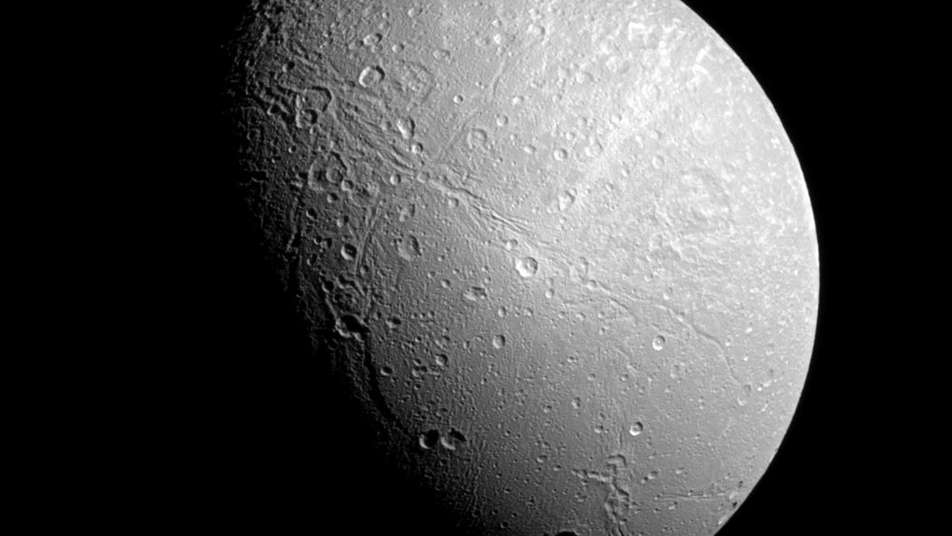 Wispy Terrain on Dione - free hd space wallpaper for desktop