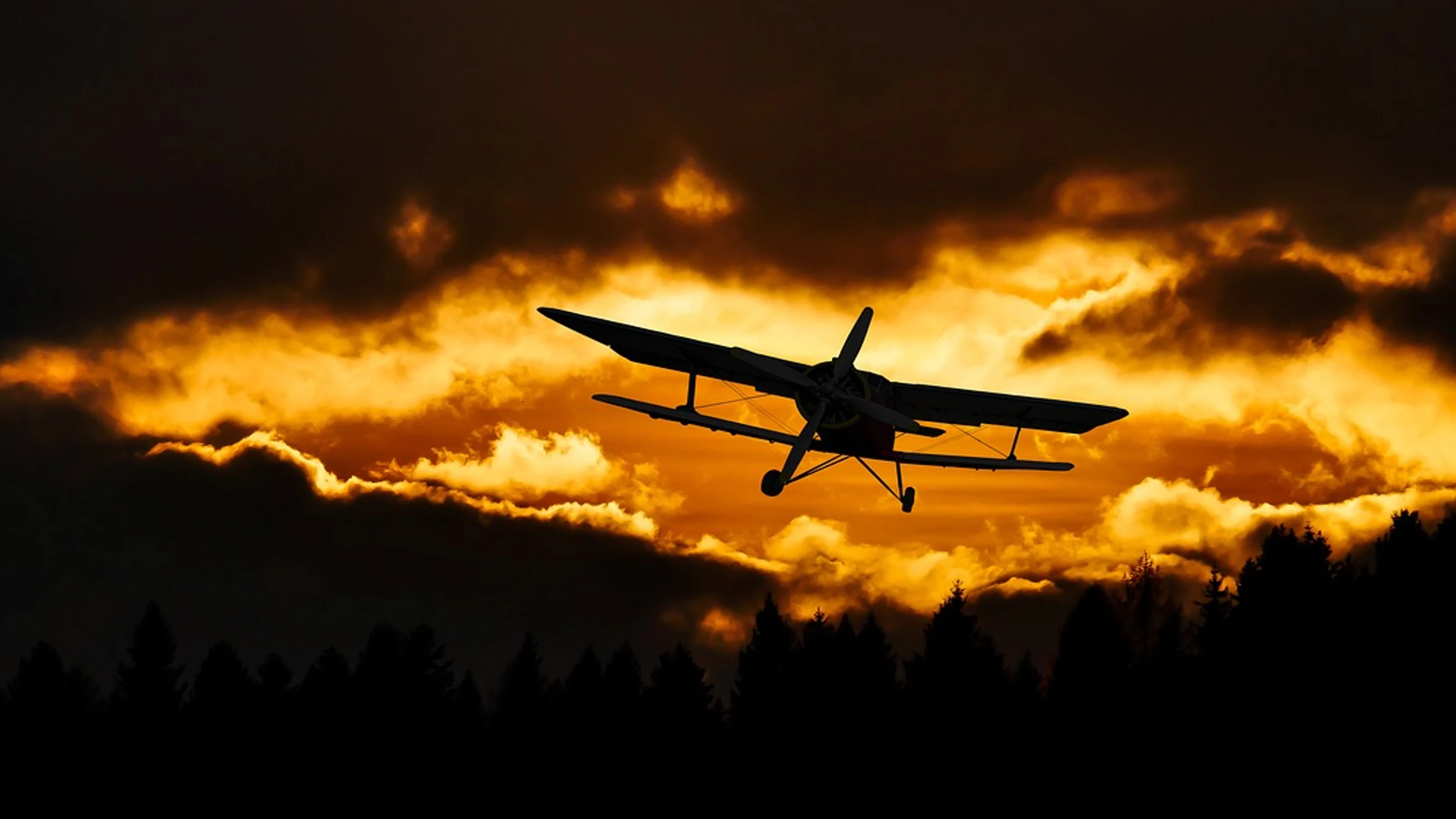 Aircraft flight sunset - free 4K Ultra HD sunset wallpaper for desktop