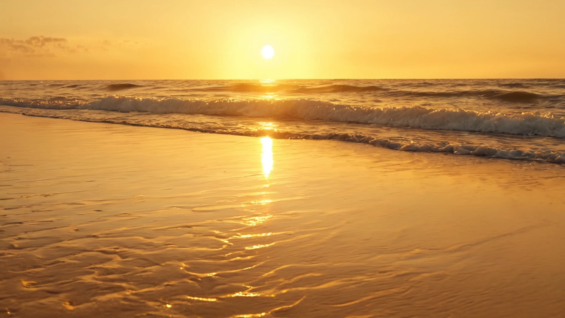 Beach Sunset Golden Waves - free hd sunset wallpaper for desktop