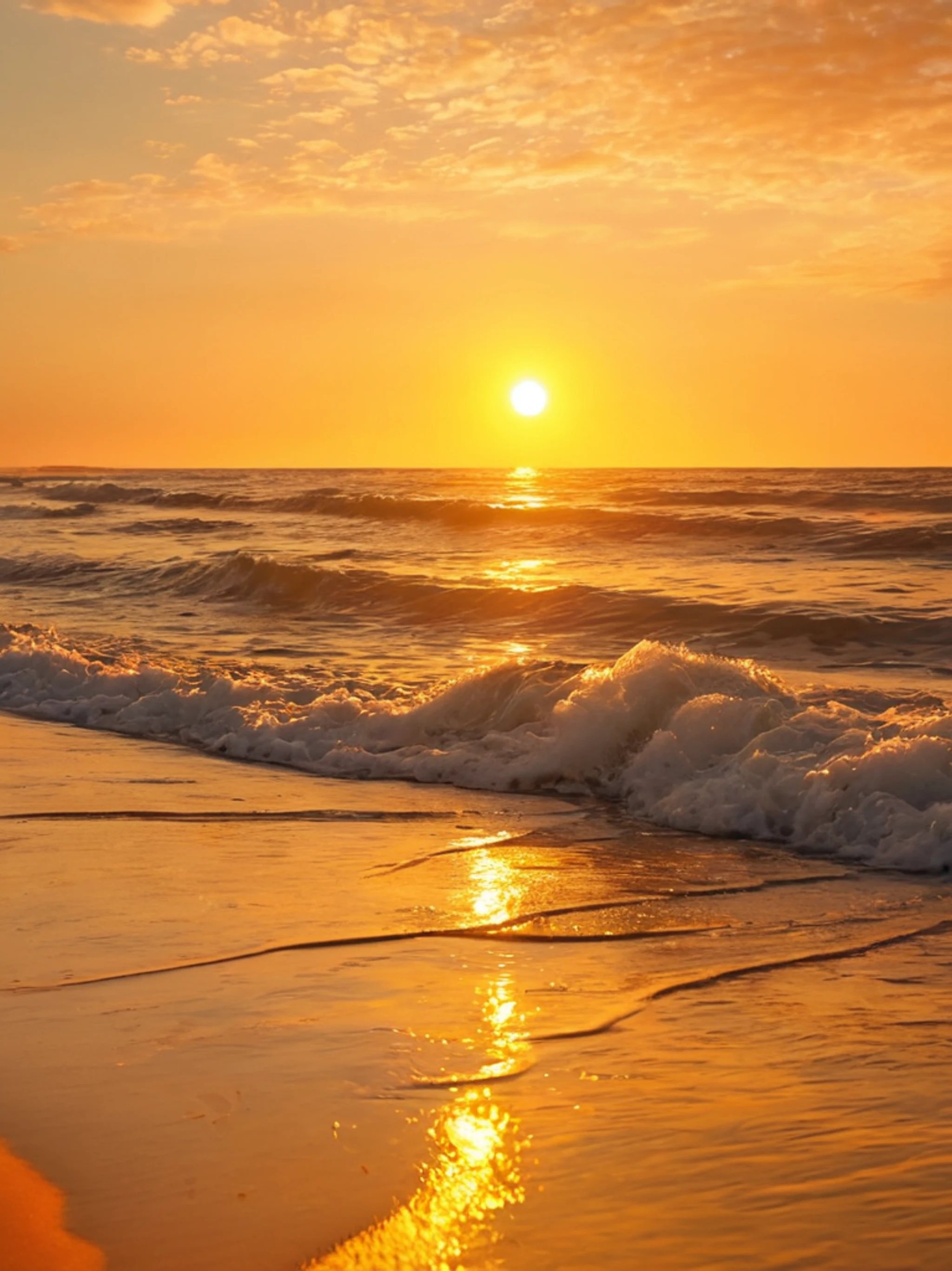 Beach Sunset Golden Waves - free Tablet sunset wallpaper for phone
