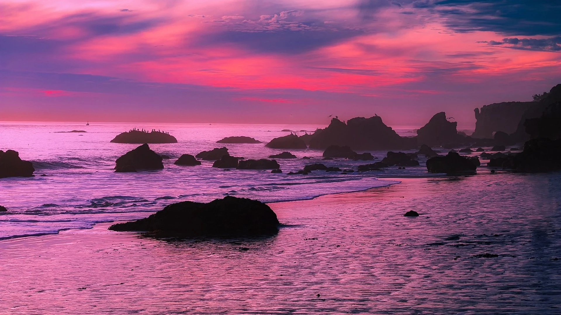 Beach sunset rocks - free hd sunset wallpaper for desktop
