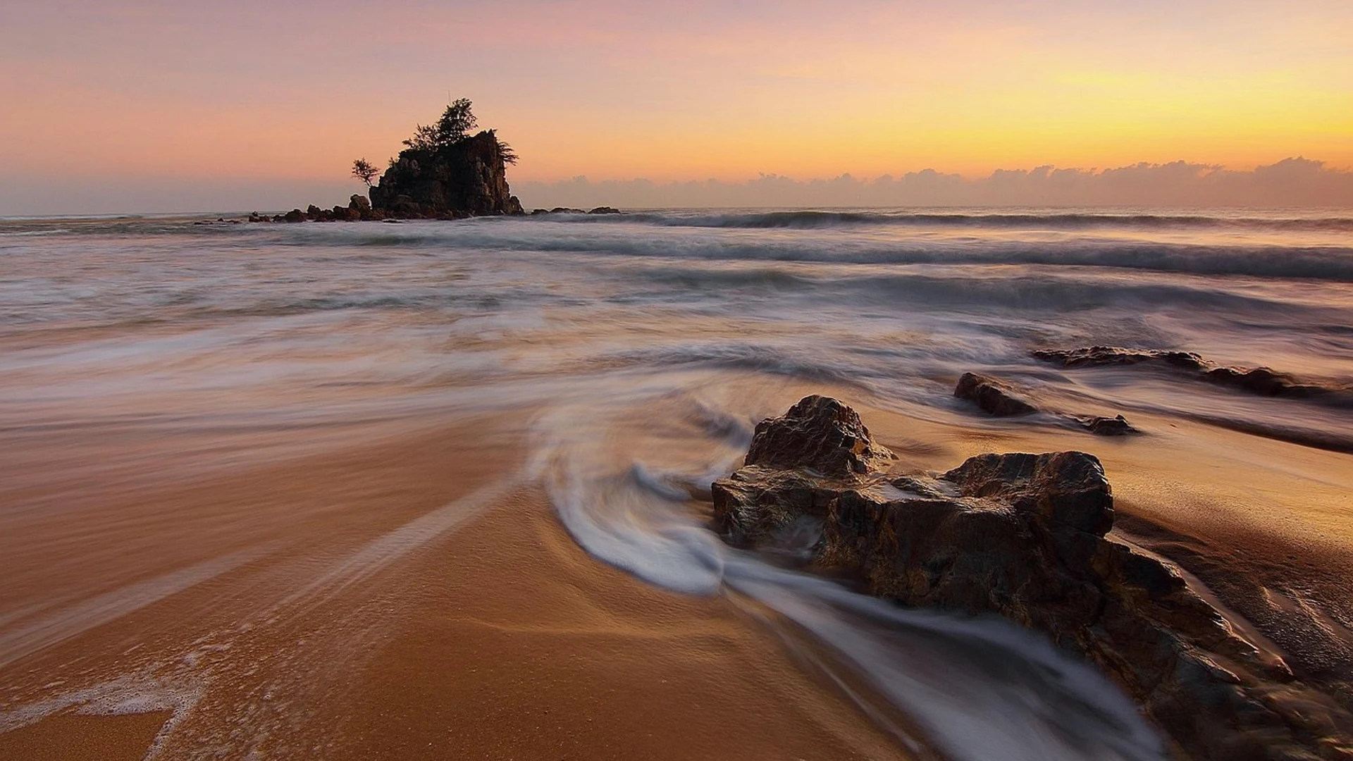 Beach sunset sea - free hd sunset wallpaper for desktop