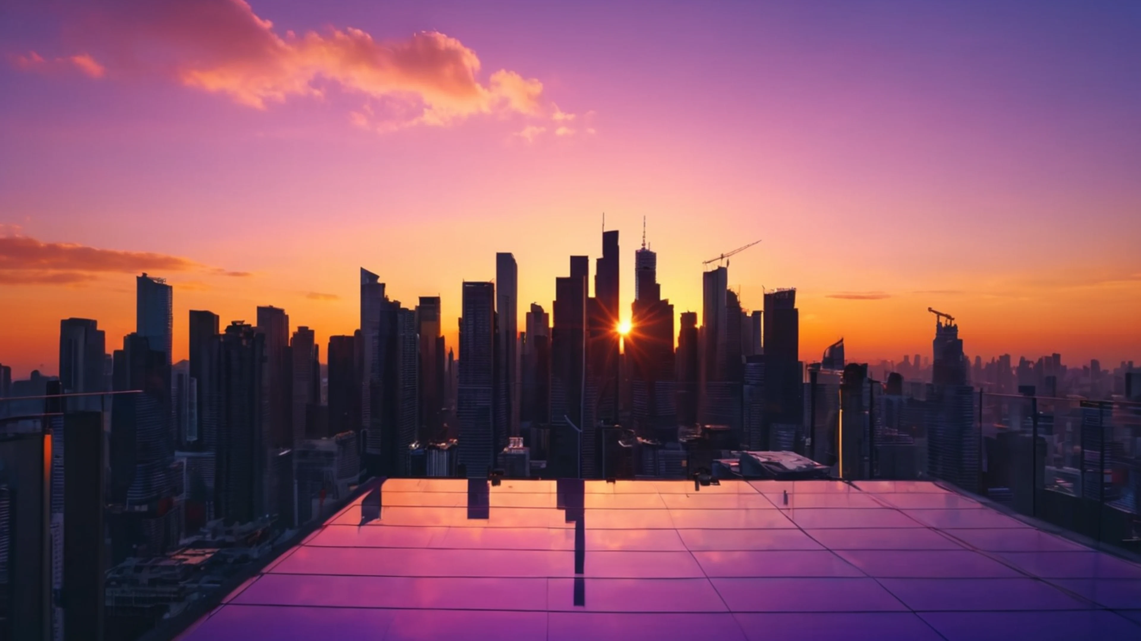 City Skyline Sunset - free 4K Ultra HD sunset wallpaper for desktop