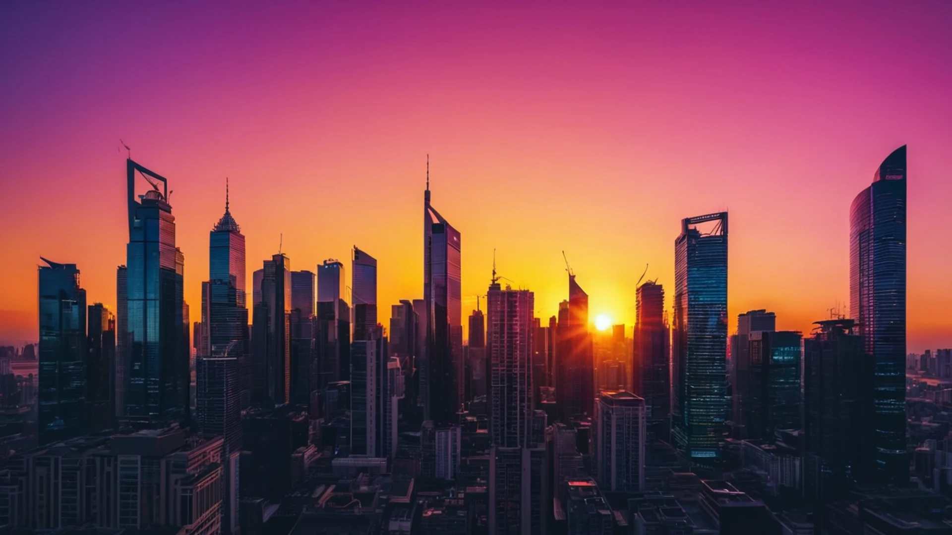 City Skyline Sunset - free hd sunset wallpaper for desktop