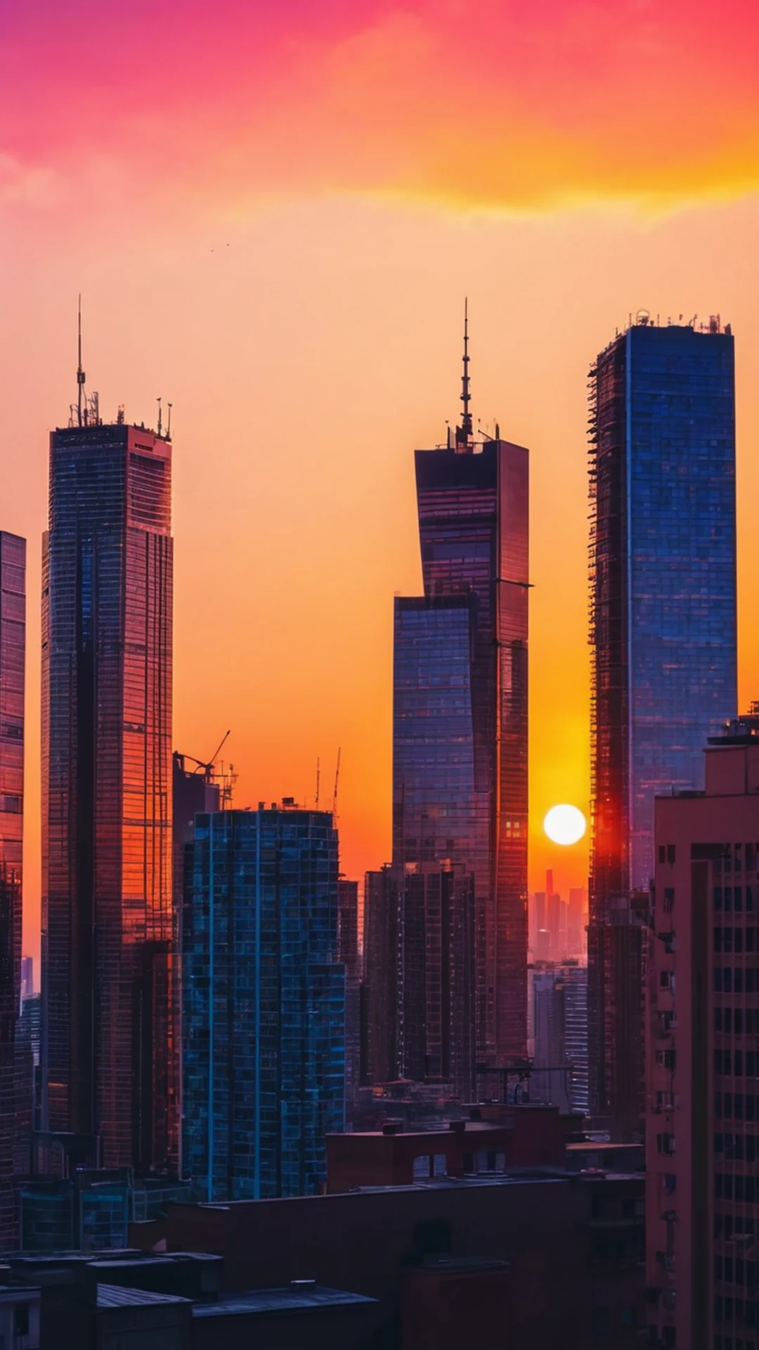 City Skyline Sunset - free Phone sunset wallpaper for phone