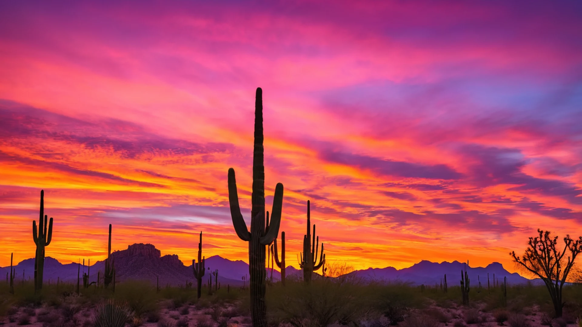 Desert Sunset Saguaro Cactus - free hd sunset wallpaper for desktop