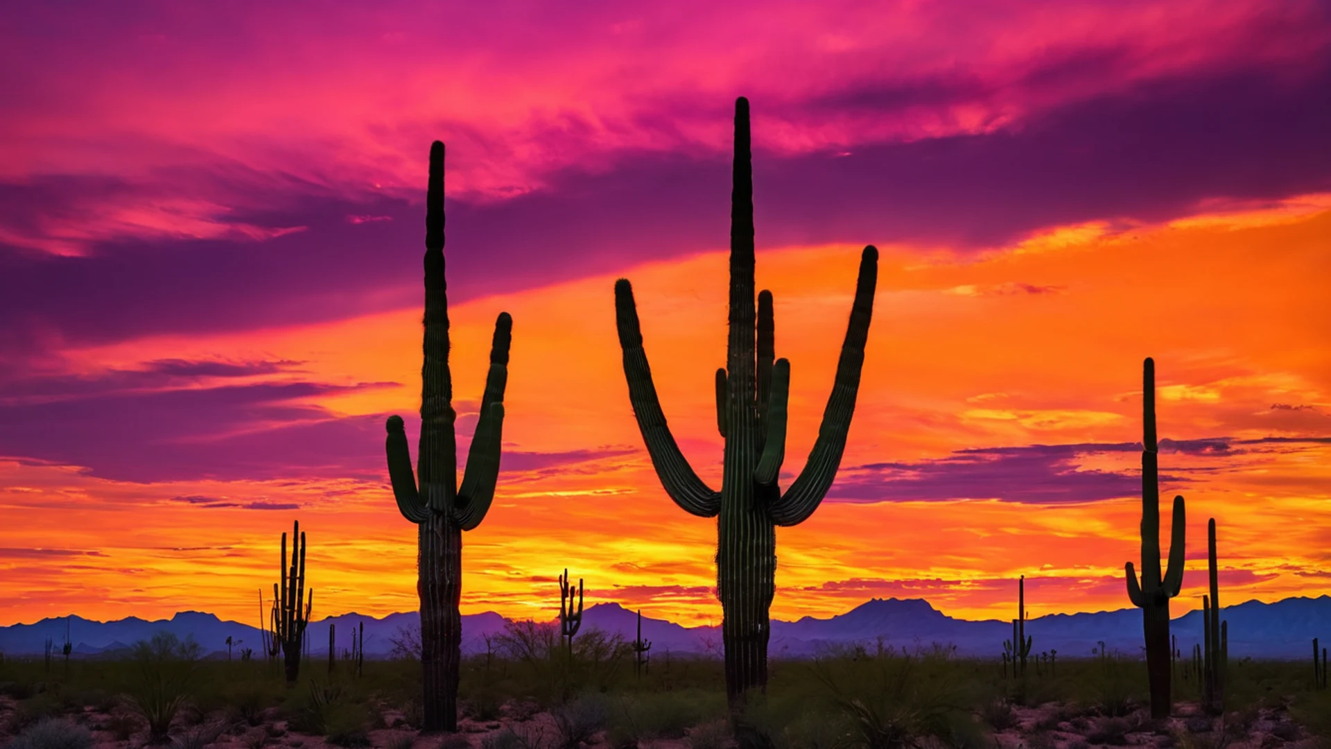 Desert Sunset Saguaro Cactus - free hd sunset wallpaper for desktop