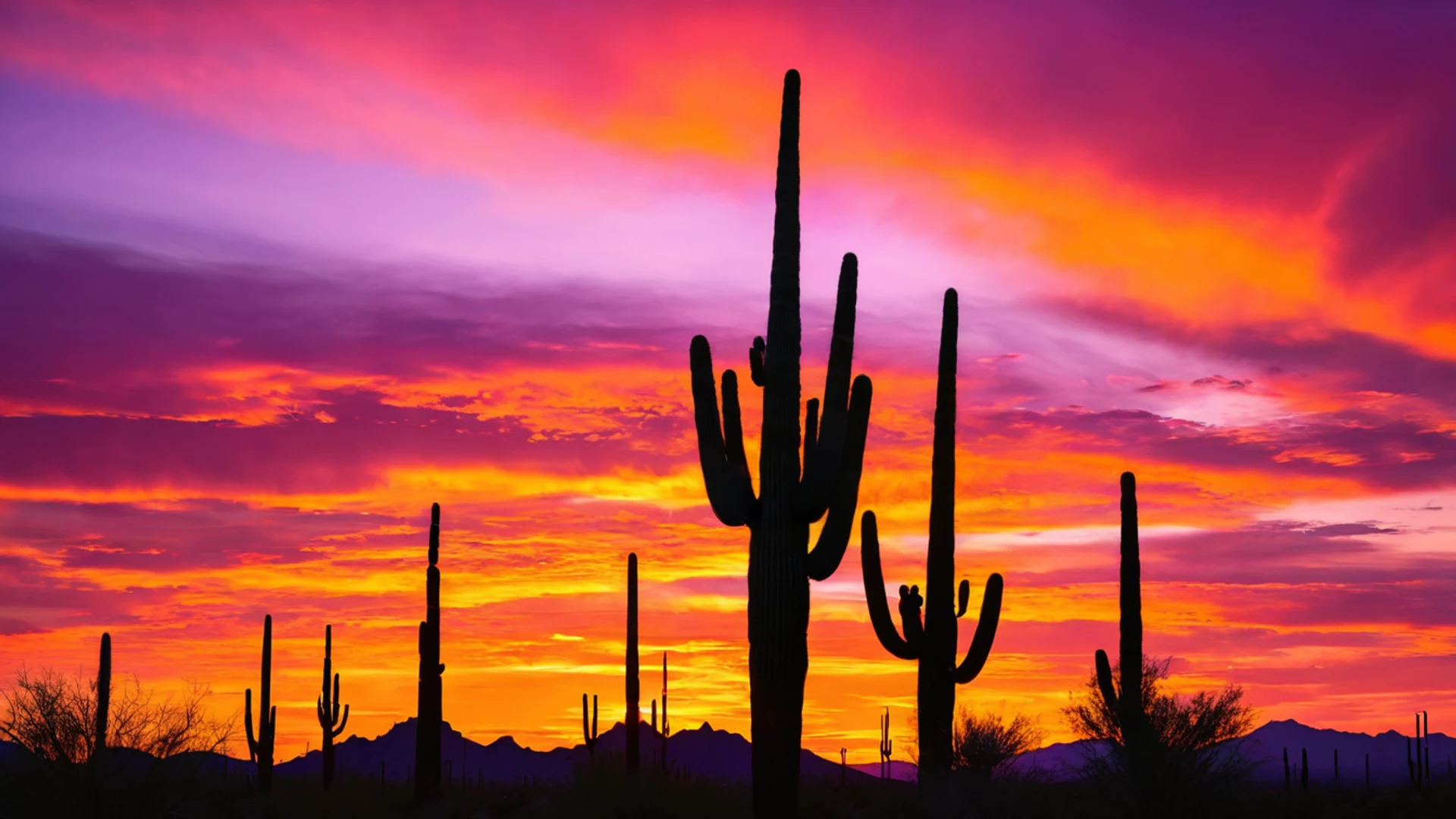Desert Sunset Saguaro Cactus - free hd sunset wallpaper for desktop