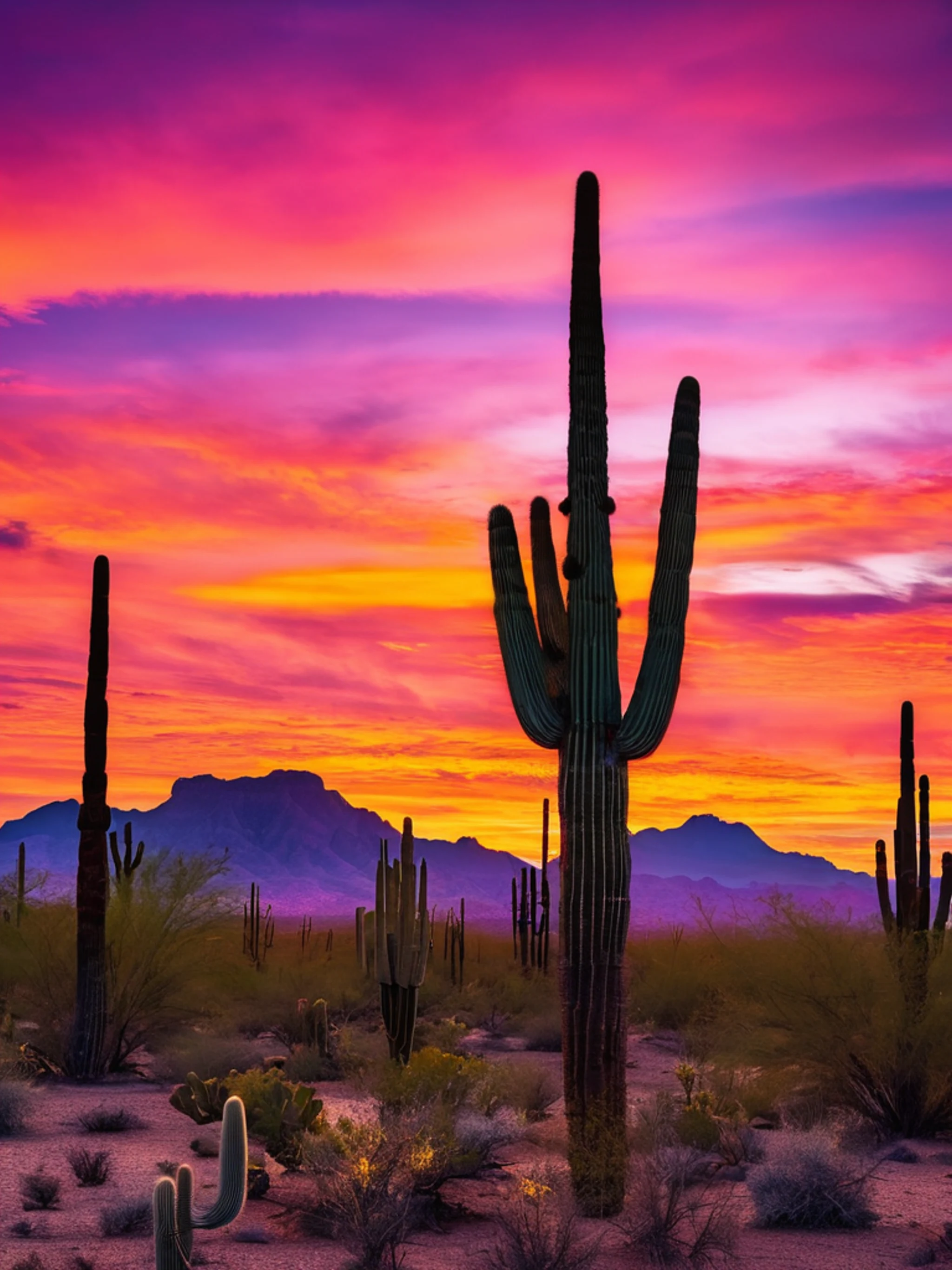 Desert Sunset Saguaro Cactus - free Tablet sunset wallpaper for phone