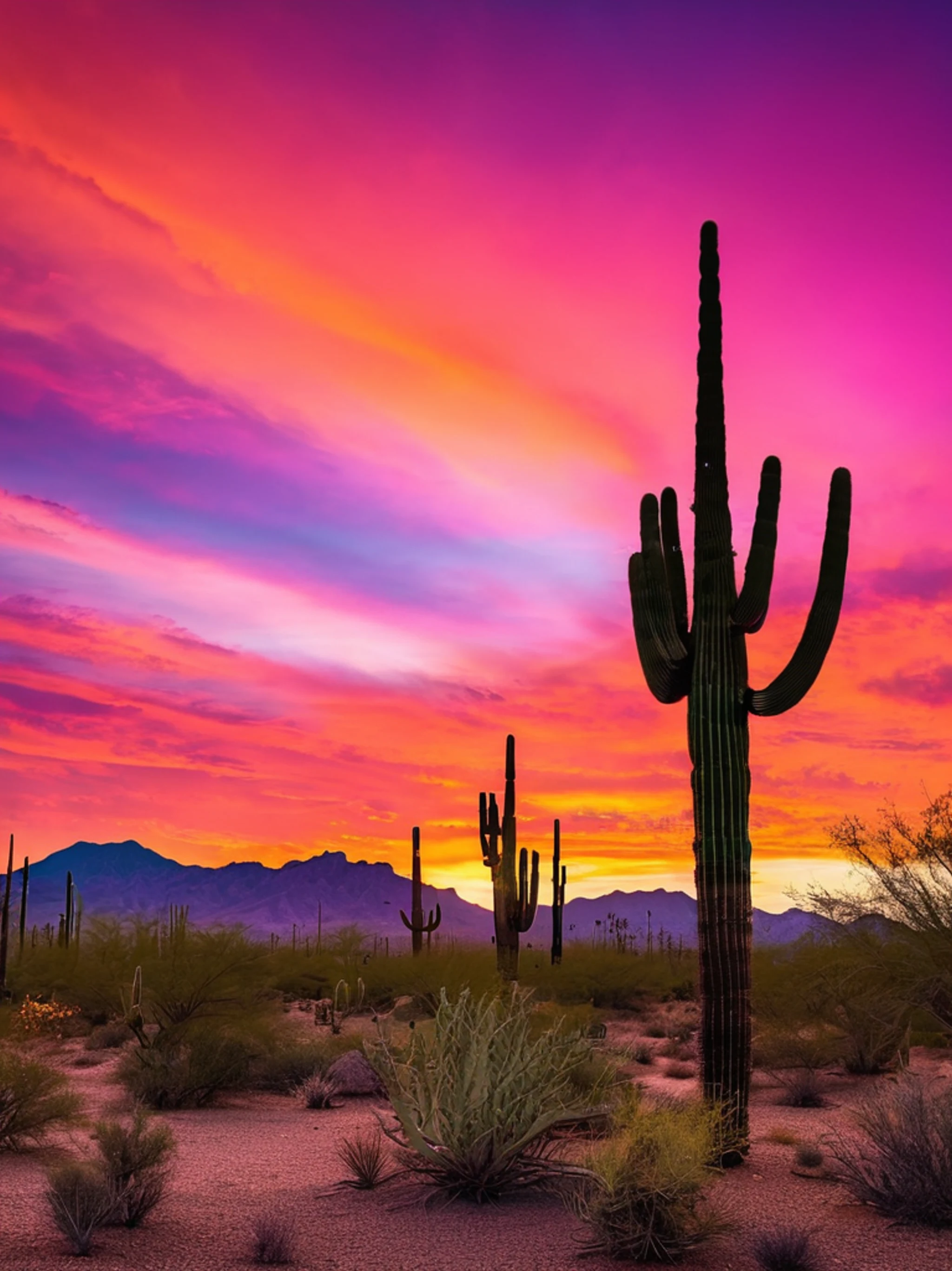 Desert Sunset Saguaro Cactus - free Tablet sunset wallpaper for phone