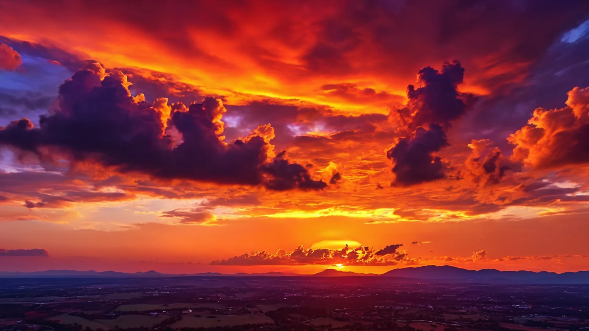Dramatic Fire Sunset Sky - free hd sunset wallpaper for desktop