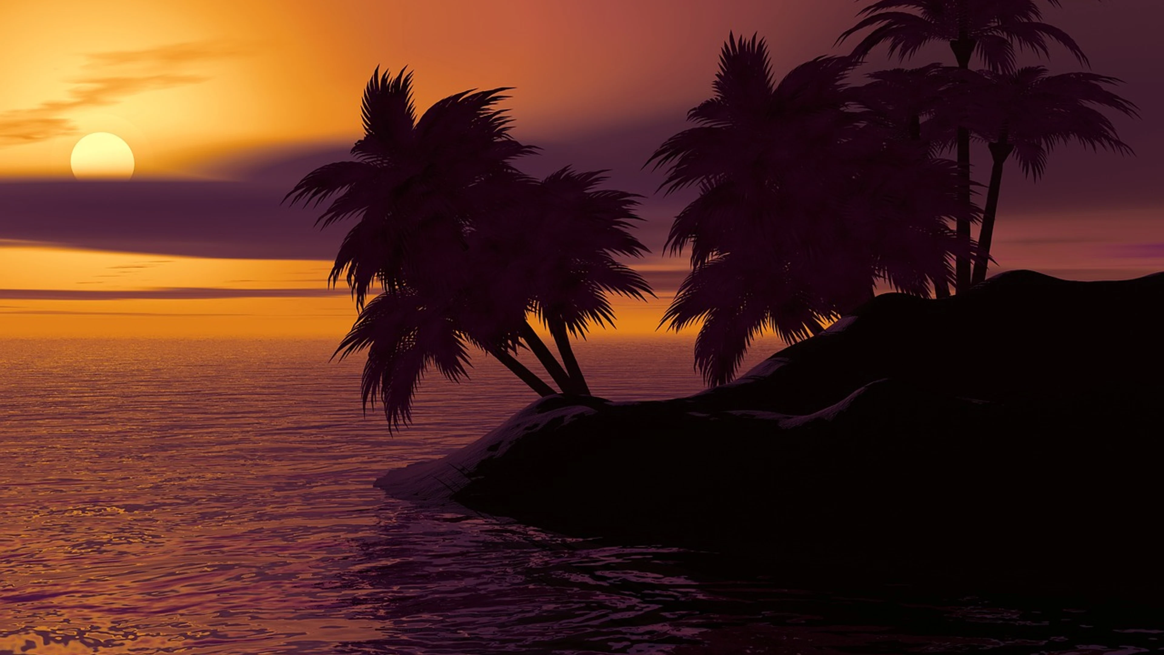 Island palm trees sunset - free 4K Ultra HD sunset wallpaper for desktop