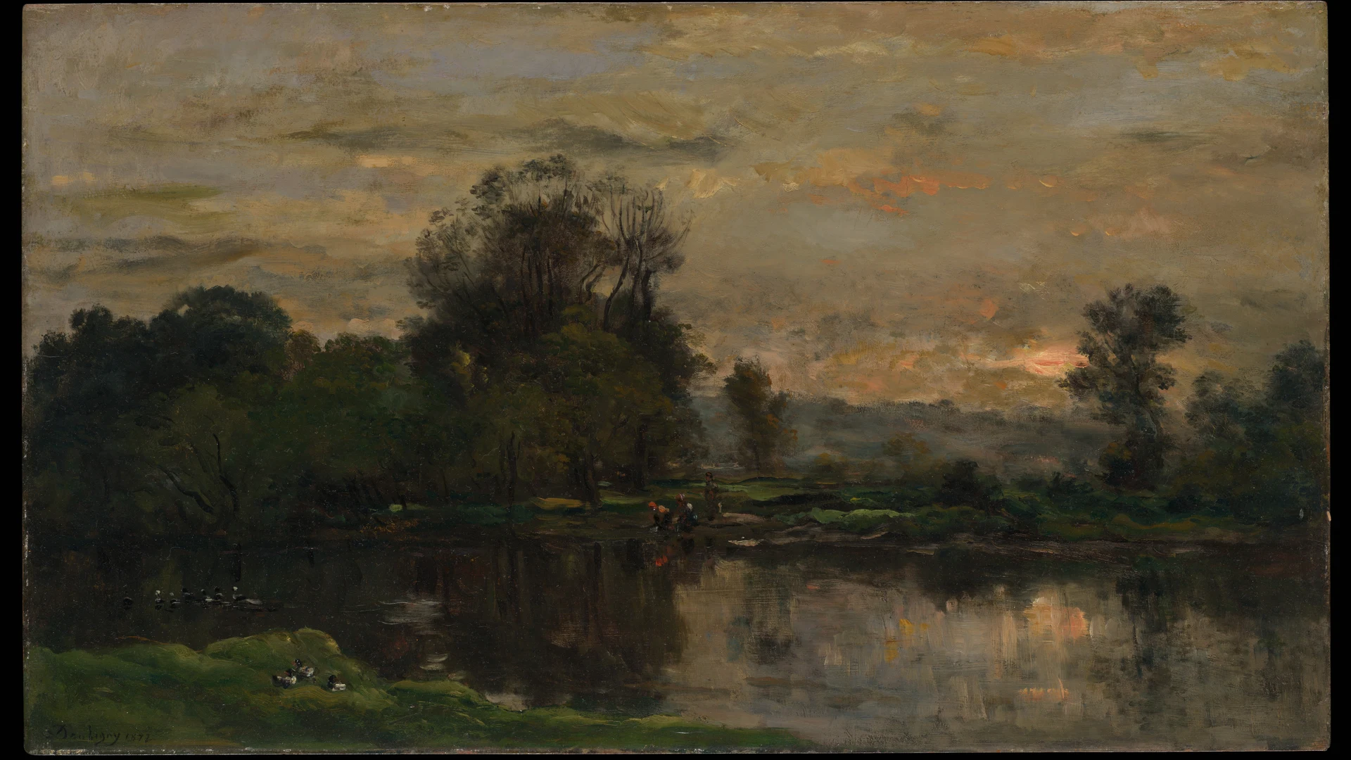 Landscape with Ducks - free hd sunset wallpaper for desktop