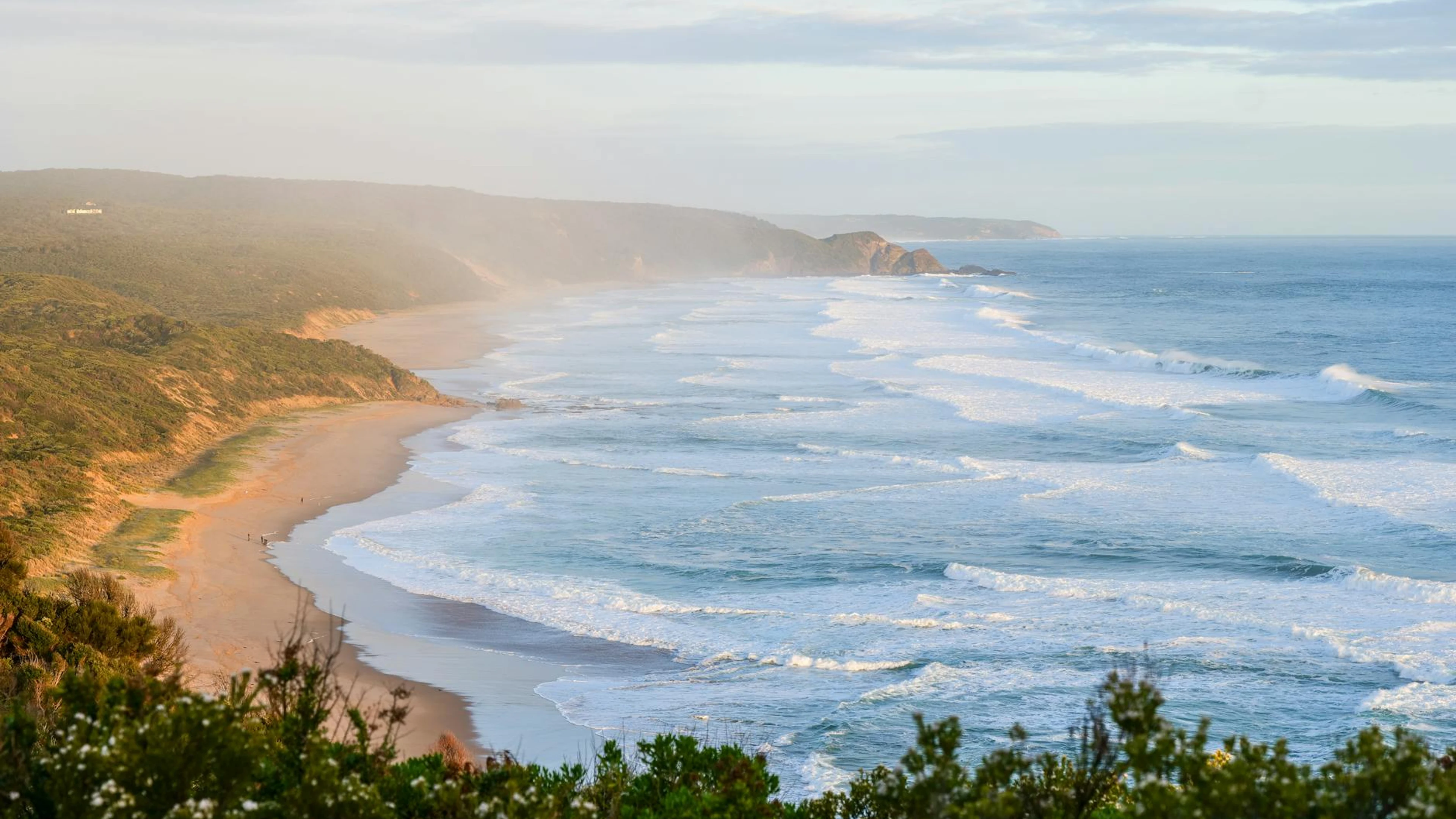 Stunning coastal view of Johanna Beach, Victoria, Australia at sunset. - free 4K Ultra HD sunset wallpaper for desktop