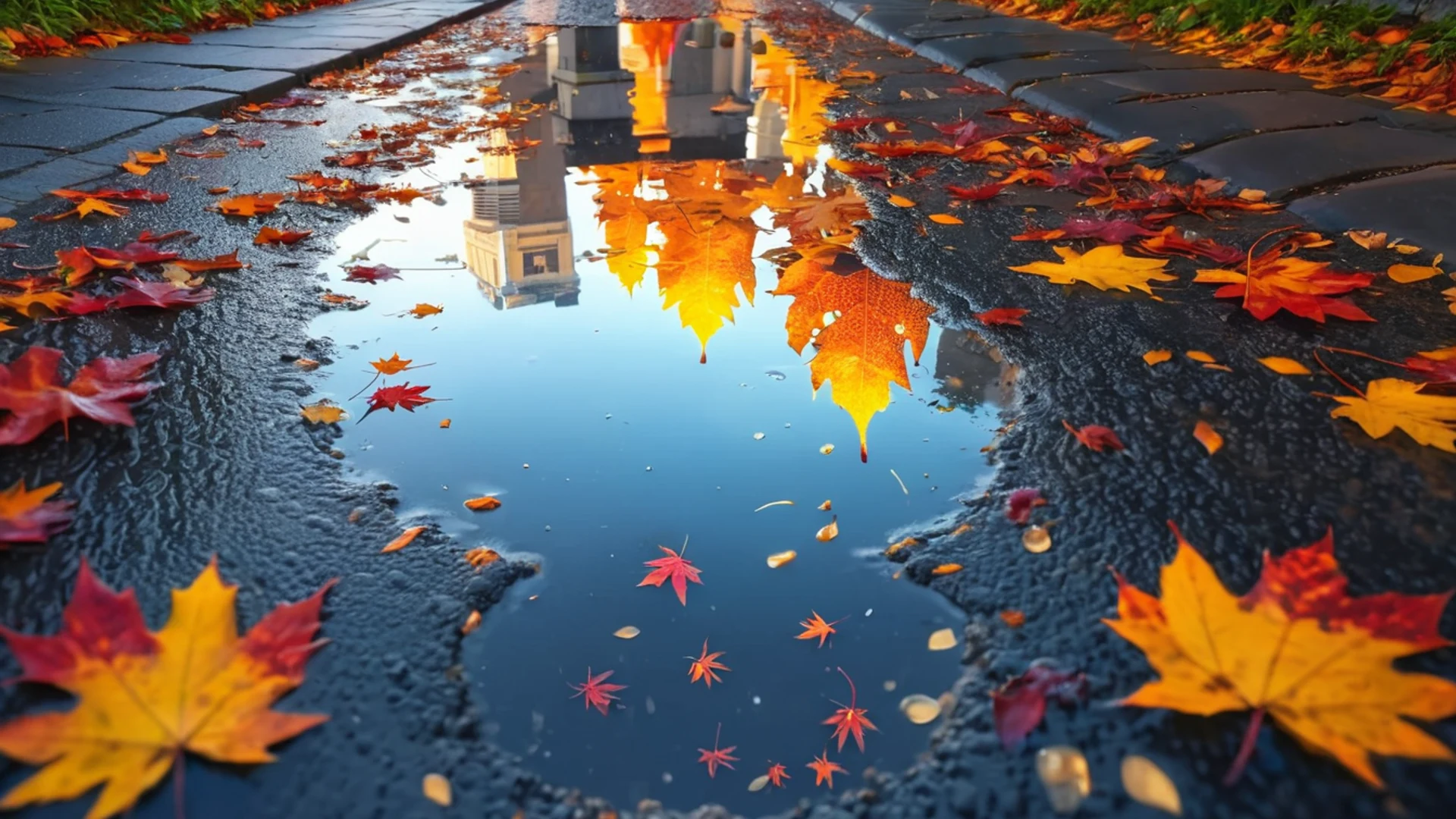 Sunset Reflection Puddle - free hd sunset wallpaper for desktop