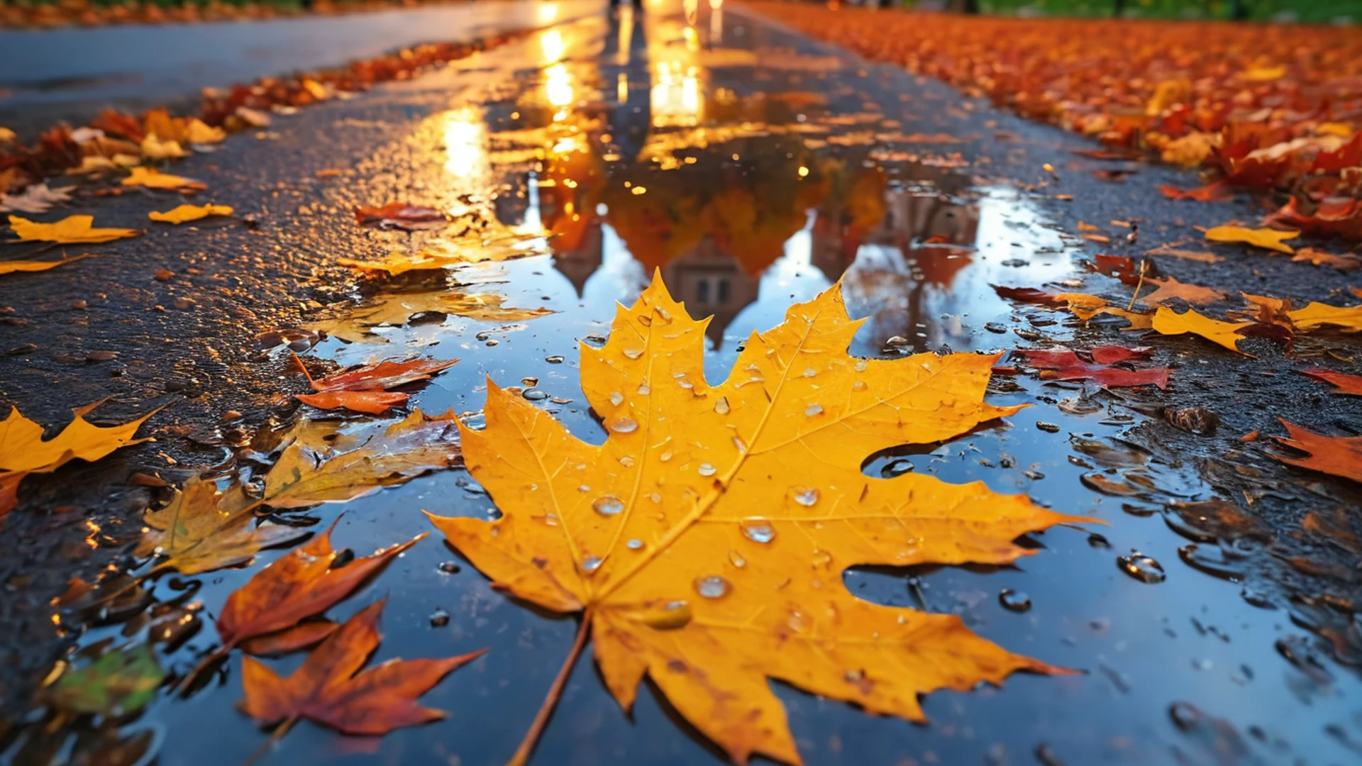 Sunset Reflection Puddle - free hd sunset wallpaper for desktop