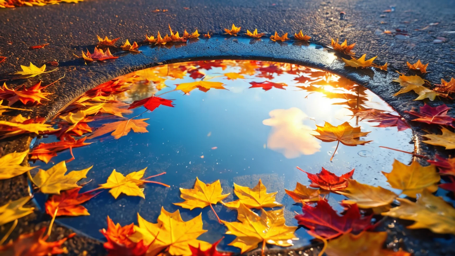 Sunset Reflection Puddle - free hd sunset wallpaper for desktop