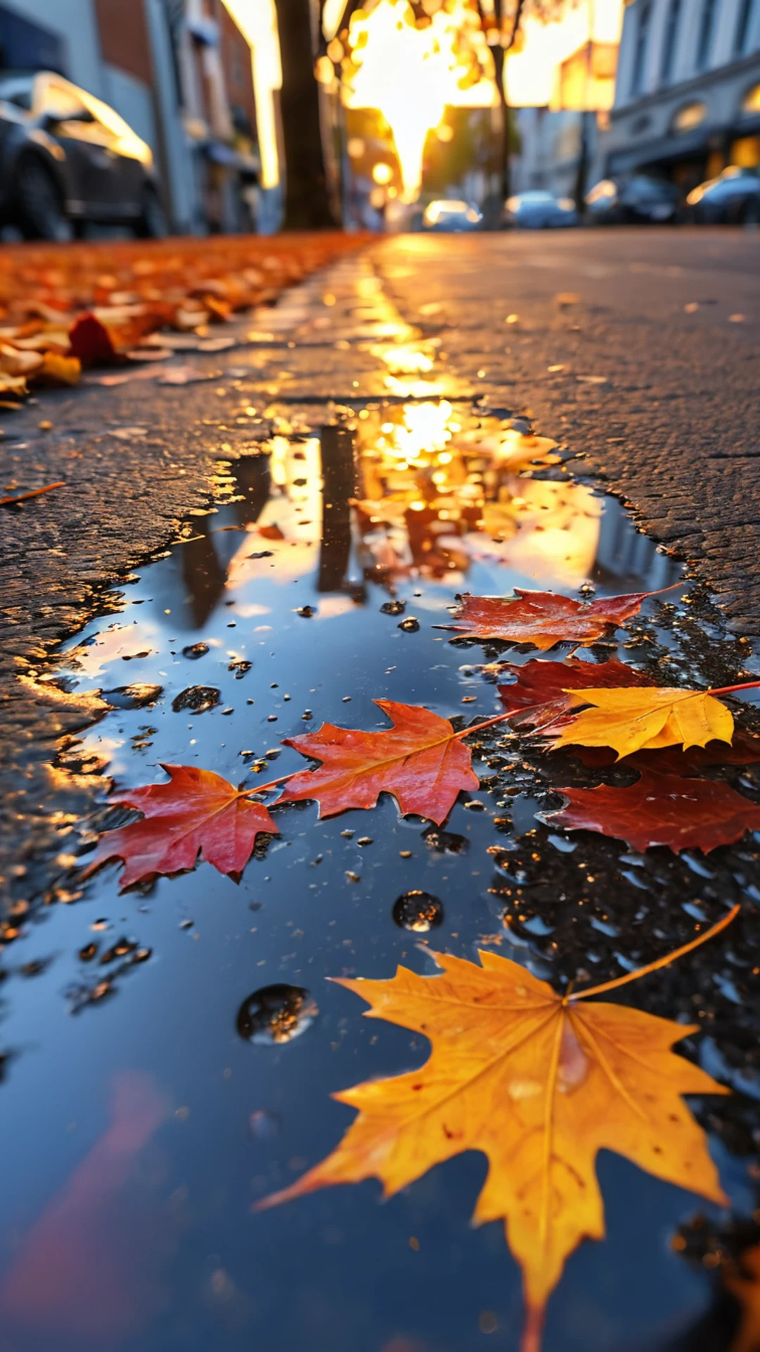 Sunset Reflection Puddle - free Phone sunset wallpaper for phone