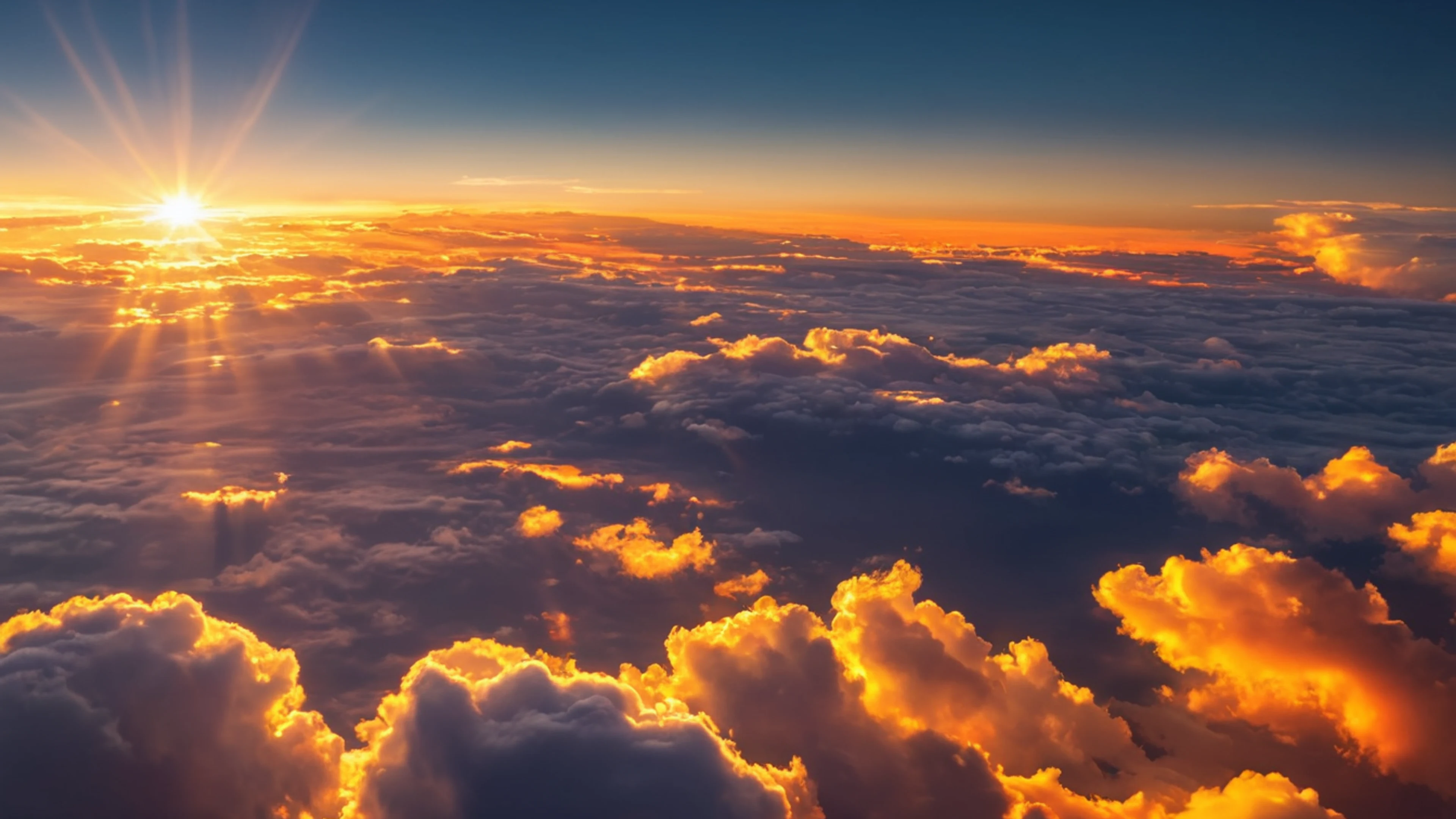 Sunset Through Clouds Aerial - free 4K Ultra HD sunset wallpaper for desktop