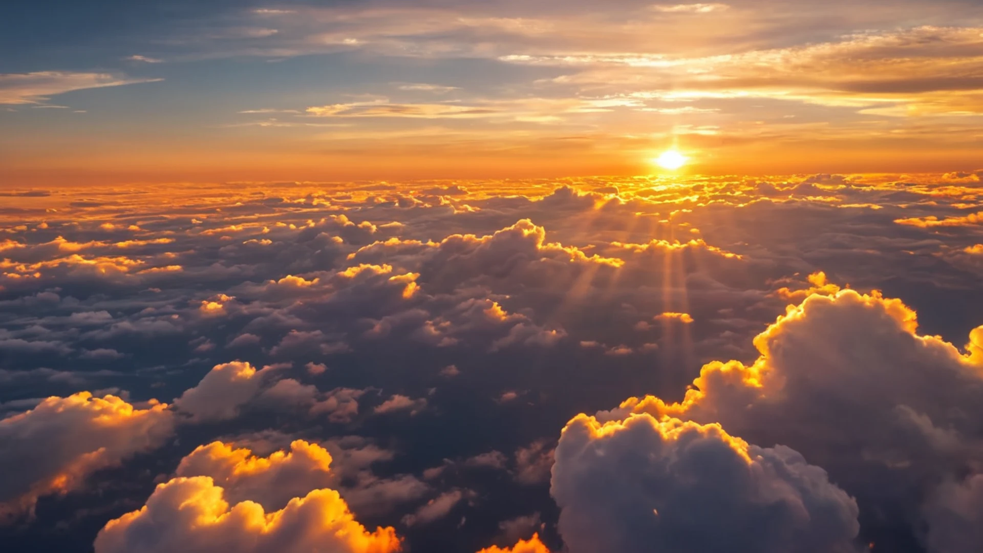 Sunset Through Clouds Aerial - free hd sunset wallpaper for desktop
